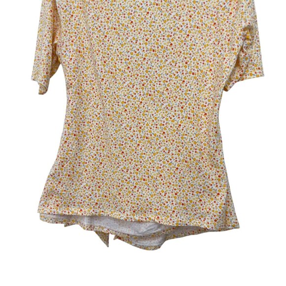Lands End Womens Yellow Floral Wrap w/Tie Waist Top Blouse SZ Large - Picture 10 of 11